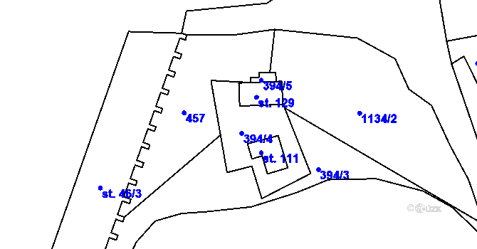 Parcela st. 394/4 v KÚ Třebešice u Divišova, Katastrální mapa
