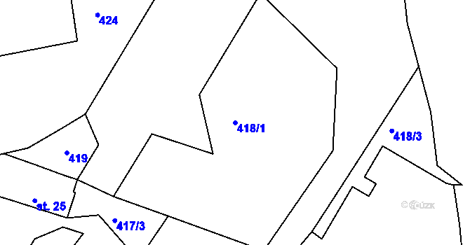 Parcela st. 418/1 v KÚ Třebešice u Divišova, Katastrální mapa