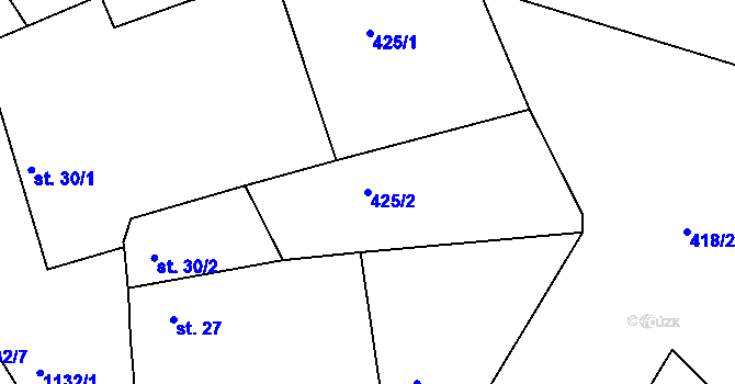 Parcela st. 425/2 v KÚ Třebešice u Divišova, Katastrální mapa