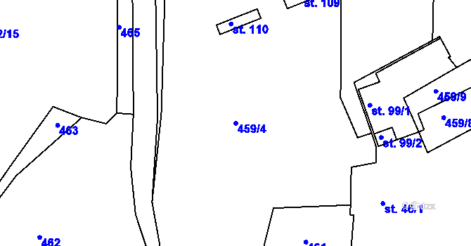 Parcela st. 459/4 v KÚ Třebešice u Divišova, Katastrální mapa