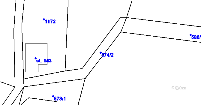 Parcela st. 574/2 v KÚ Třebešice u Divišova, Katastrální mapa