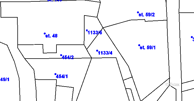 Parcela st. 1133/4 v KÚ Třebešice u Divišova, Katastrální mapa