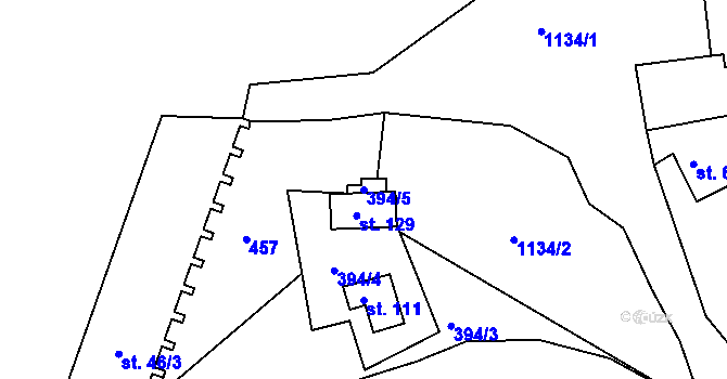 Parcela st. 394/5 v KÚ Třebešice u Divišova, Katastrální mapa