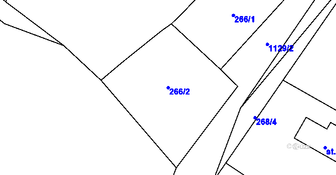 Parcela st. 266/2 v KÚ Třebešice u Divišova, Katastrální mapa
