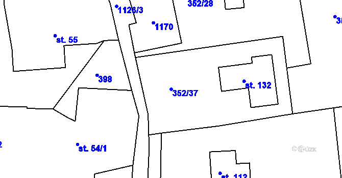 Parcela st. 352/37 v KÚ Třebešice u Divišova, Katastrální mapa