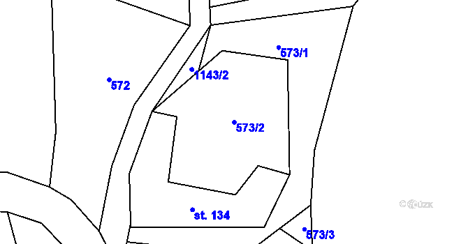 Parcela st. 573/2 v KÚ Třebešice u Divišova, Katastrální mapa