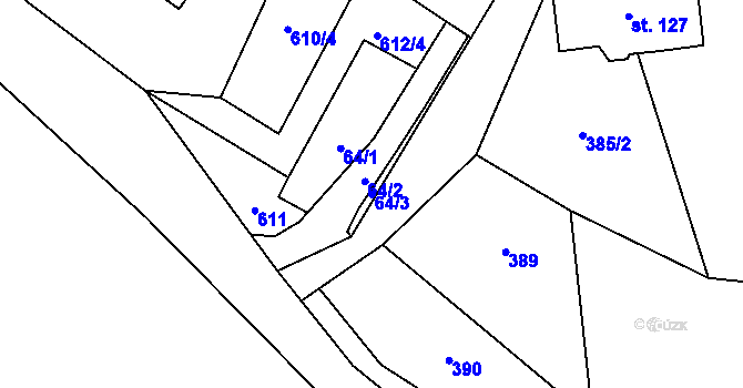 Parcela st. 64/3 v KÚ Třebešice u Divišova, Katastrální mapa