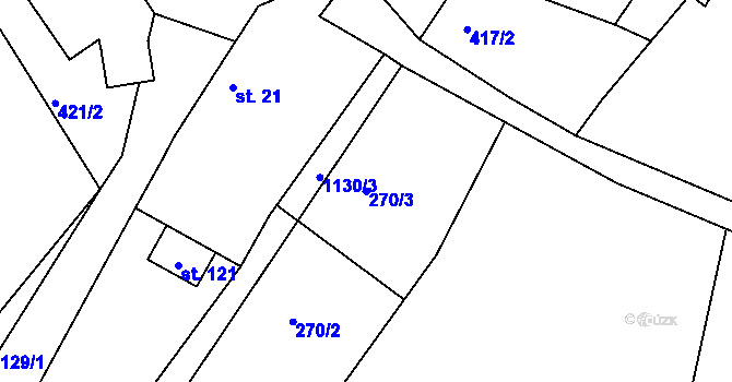 Parcela st. 270/3 v KÚ Třebešice u Divišova, Katastrální mapa