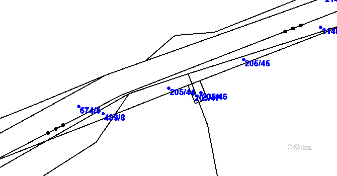 Parcela st. 205/44 v KÚ Třebešice u Divišova, Katastrální mapa