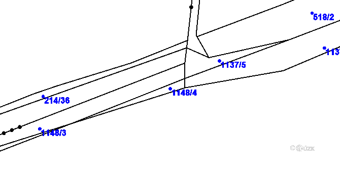Parcela st. 1148/4 v KÚ Třebešice u Divišova, Katastrální mapa