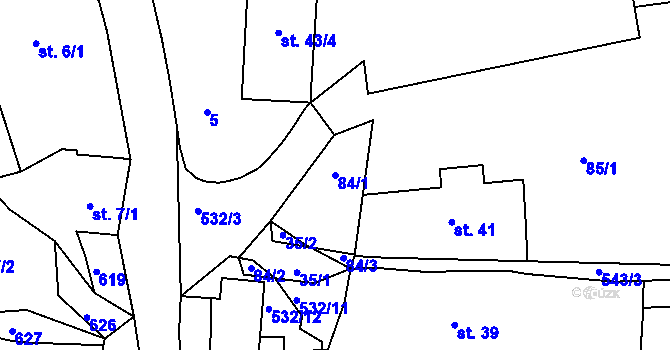 Parcela st. 84/1 v KÚ Libel, Katastrální mapa