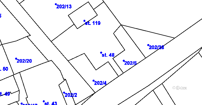 Parcela st. 48 v KÚ Třebešov, Katastrální mapa