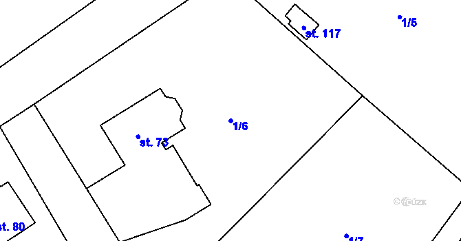 Parcela st. 1/6 v KÚ Třebešov, Katastrální mapa