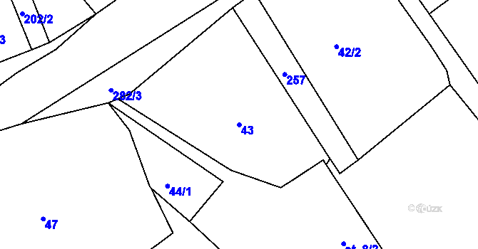 Parcela st. 43 v KÚ Třebešov, Katastrální mapa