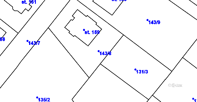Parcela st. 143/8 v KÚ Třebětice u Dačic, Katastrální mapa