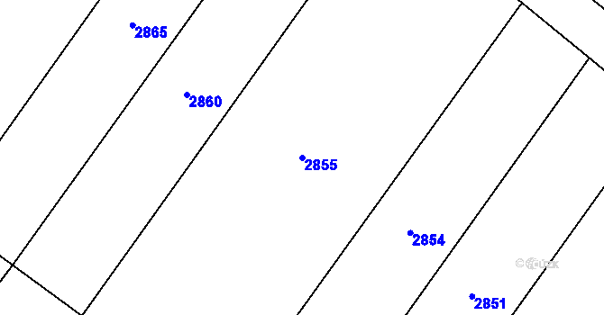 Parcela st. 2855 v KÚ Třebětice u Dačic, Katastrální mapa