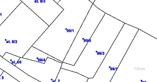 Parcela st. 99/5 v KÚ Třebětice u Dačic, Katastrální mapa