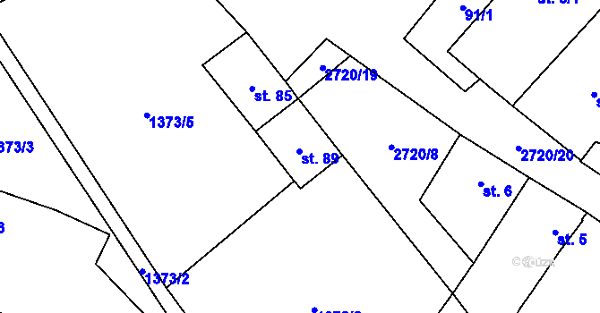 Parcela st. 89 v KÚ Třebětice u Dačic, Katastrální mapa