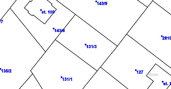 Parcela st. 131/3 v KÚ Třebětice u Dačic, Katastrální mapa