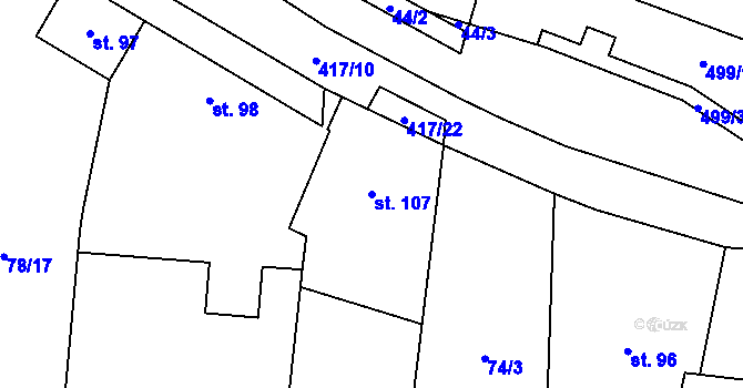 Parcela st. 107 v KÚ Třebětice, Katastrální mapa