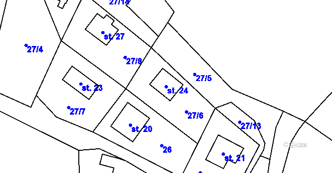 Parcela st. 24 v KÚ Hostkovice u Třebětína, Katastrální mapa