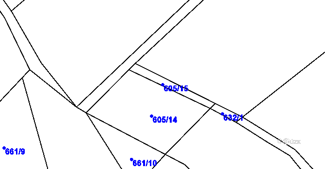 Parcela st. 605/15 v KÚ Třebětín, Katastrální mapa