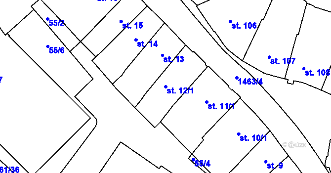 Parcela st. 12/1 v KÚ Třebíč, Katastrální mapa