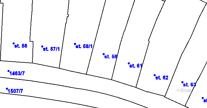Parcela st. 59 v KÚ Třebíč, Katastrální mapa