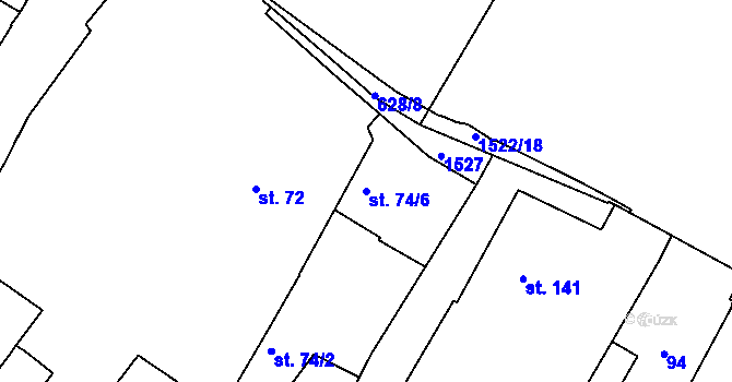 Parcela st. 74/6 v KÚ Třebíč, Katastrální mapa