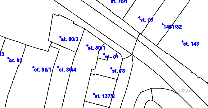 Parcela st. 79 v KÚ Třebíč, Katastrální mapa