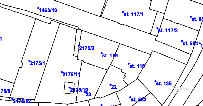 Parcela st. 119 v KÚ Třebíč, Katastrální mapa