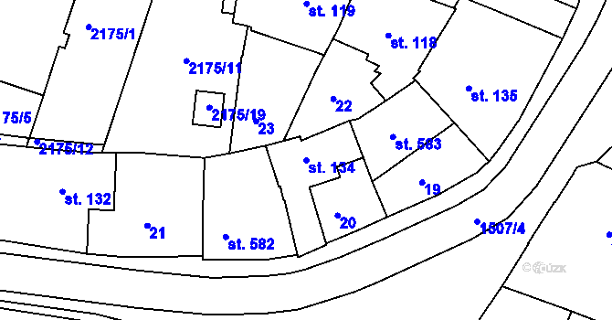 Parcela st. 134 v KÚ Třebíč, Katastrální mapa
