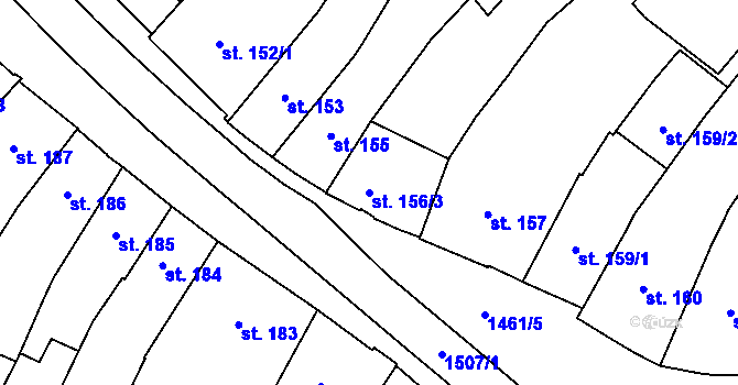 Parcela st. 156/3 v KÚ Třebíč, Katastrální mapa