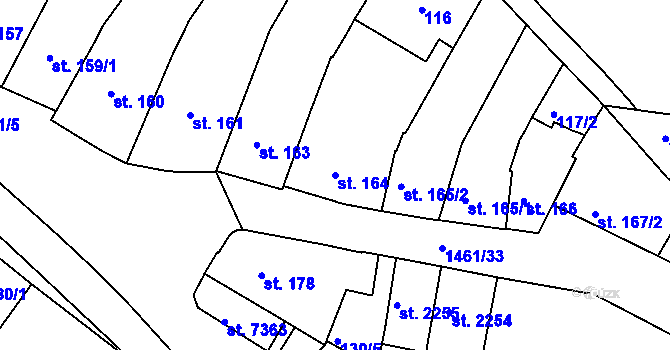 Parcela st. 164 v KÚ Třebíč, Katastrální mapa