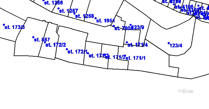 Parcela st. 171/2 v KÚ Třebíč, Katastrální mapa
