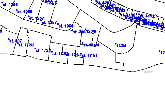 Parcela st. 171/4 v KÚ Třebíč, Katastrální mapa