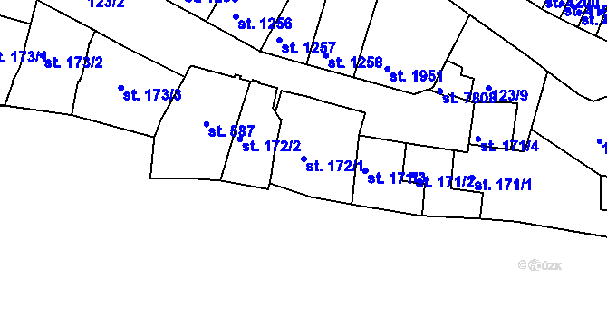 Parcela st. 172/1 v KÚ Třebíč, Katastrální mapa