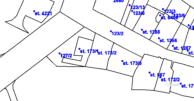 Parcela st. 173/2 v KÚ Třebíč, Katastrální mapa