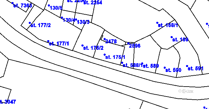 Parcela st. 175/1 v KÚ Třebíč, Katastrální mapa