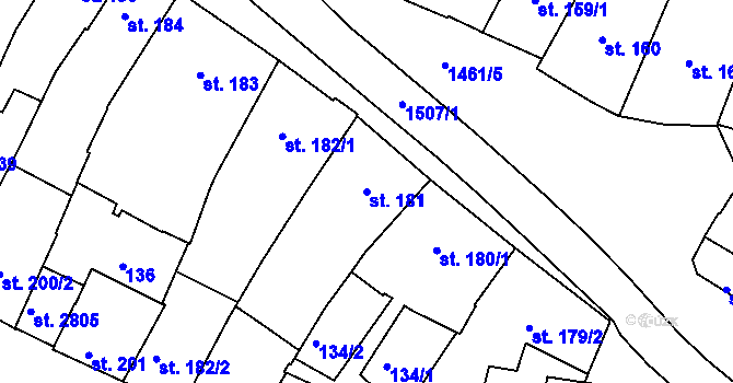 Parcela st. 181 v KÚ Třebíč, Katastrální mapa