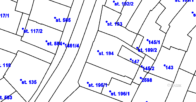 Parcela st. 194 v KÚ Třebíč, Katastrální mapa