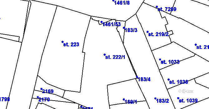 Parcela st. 222/1 v KÚ Třebíč, Katastrální mapa