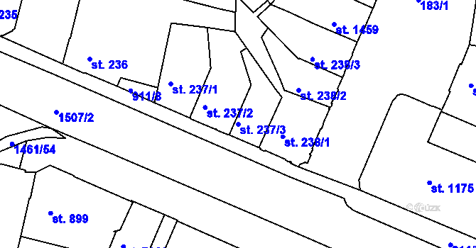 Parcela st. 237/3 v KÚ Třebíč, Katastrální mapa