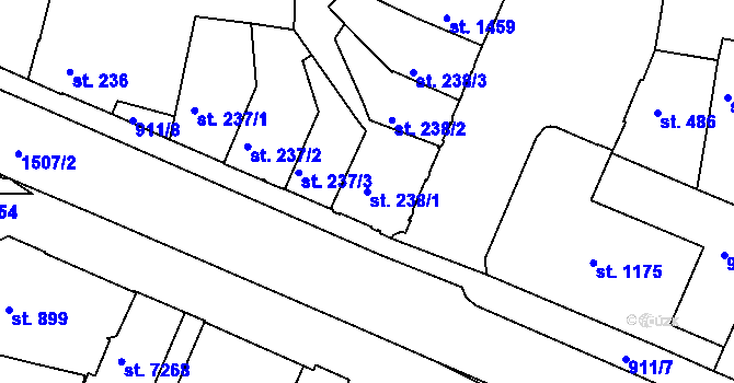 Parcela st. 238/1 v KÚ Třebíč, Katastrální mapa