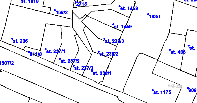 Parcela st. 238/2 v KÚ Třebíč, Katastrální mapa