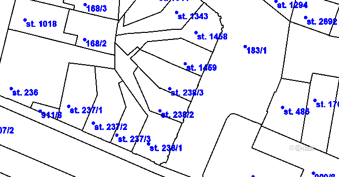 Parcela st. 238/3 v KÚ Třebíč, Katastrální mapa