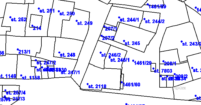 Parcela st. 246/2 v KÚ Třebíč, Katastrální mapa