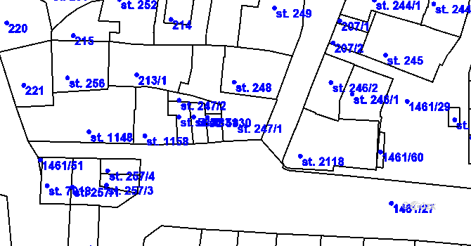 Parcela st. 247/1 v KÚ Třebíč, Katastrální mapa