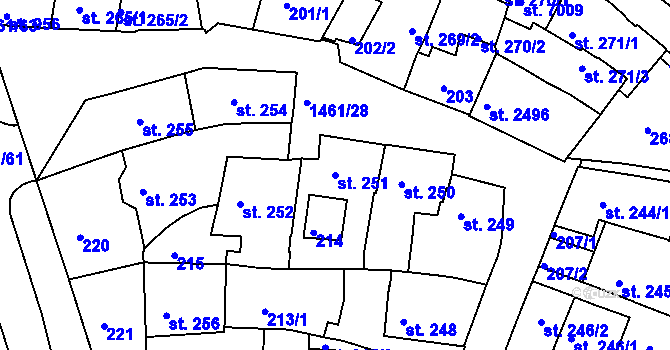 Parcela st. 251 v KÚ Třebíč, Katastrální mapa