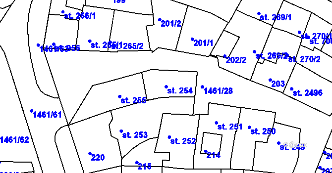 Parcela st. 254 v KÚ Třebíč, Katastrální mapa